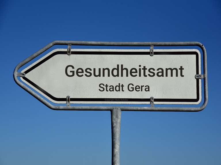 Schild: Stadt Gera Fachdienst Gesundheit